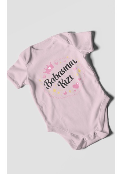 Morivokids Babasının Kızı Kısa Kollu Bebek Body %100 Pamuk Bebe Pembe