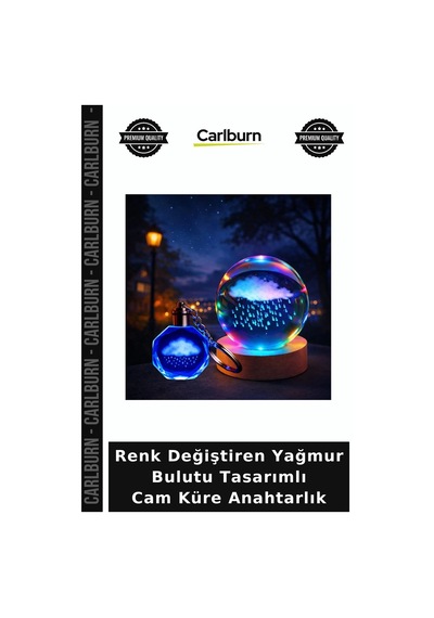 Renk Değiştiren Yağmur Bulutu Tasarımlı Cam Küre Anahtarlık Arkadaşa Armağan Parlak Figür