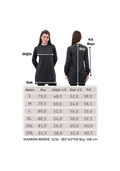 Penyebizden Tesettür Sweatshirt Tunik-antrasit