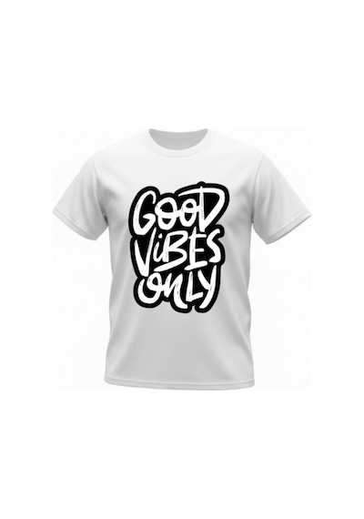 Urbantrendstore Unisex Good Vibes Only Oversize Fit Rahat Geniş Salaş T-shirt Günlük Tişört Beyaz