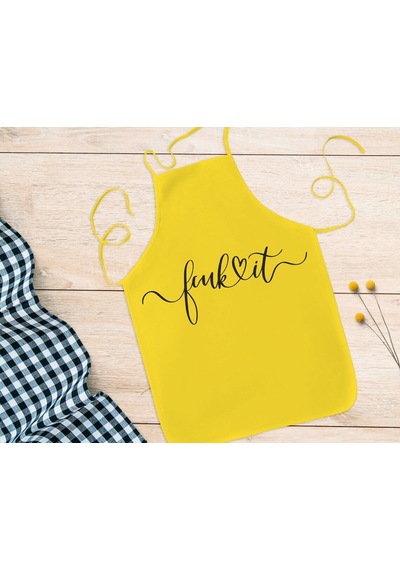 Bk Gift Fcuk Tasarımlı Sarı Mutfak Önlüğü Aşçı Hediyesi, Arkadaşa Hediye-4