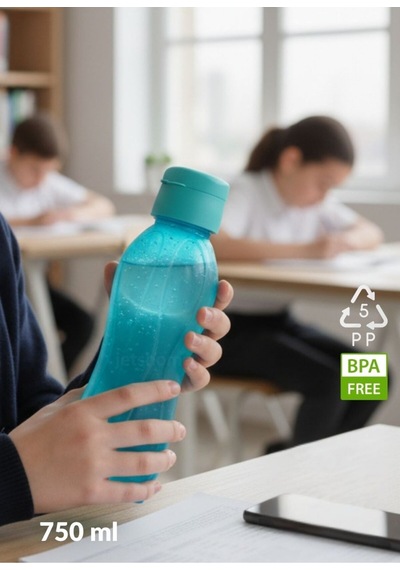2'li Suluk Seti Bpa Free Ofis-spor-okul Matarası Pp-5 Mavi Turuncu 750 Ml Turuncu Plastik Diğer