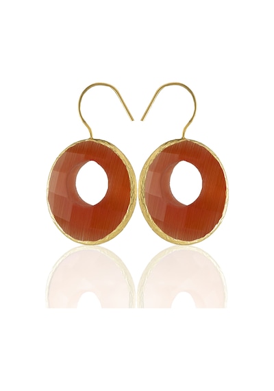 Kadir Jewellery 22 Ayar Altın Kaplama Kadın Taşlı Küpe -el İşçiliği Ve Hipoalerjenik Küpe Kırmızı 08647466