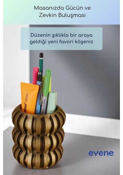 Kalemlik Masa Kalemliği Organizer Kalemlik Altın Eskitme Renk Model 75 Çok Renkli
