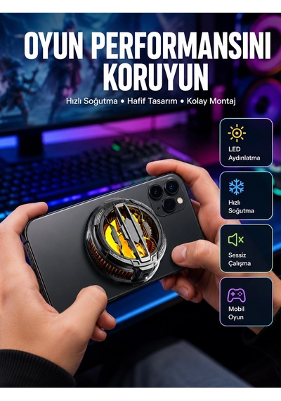 Rgb Işıklı Sessiz Fanlı Telefon Soğutucu Renkli 41396215