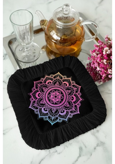 Mandala Işıltılı Saçaklı Kahve Yanı Sunumluk Peçete - Renk Geçişli Bohem Siyah Bardak Altlığı Mendil Sedefli Altın Sarısı Mandala Işıltılı Saçaklı Kahve Yanı Sunumluk Peçete - Renk Geçişli Bohem Siyah Bardak Altlığı Mendil Sedefli Altın Sarısı