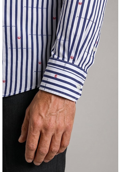 Bisse Lacivert Regular Fit Pamuk Çizgili Spor Yaka Kalın Gömlek Gm23k232057 C39