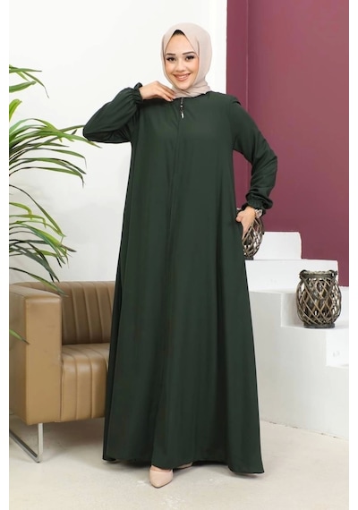 Medine İpeği Mevlana Ferace - Haki / F0123 Haki