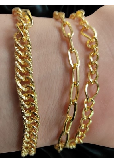 Feron Accessories Kadın 3 Adet Bileklik Kombin Seti Gold