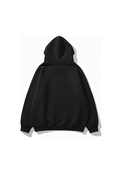 Uyguntarz Unisex Yumuşak Dokulu Düz 3 İplik Oversize Sweatshirt Sade Ve Modern Görünüm siyah