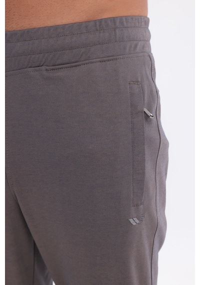 Rowinger Merserize Premium Dokulu Fermuarlı Cepli Düz Paça Erkek Spor Pantolon Eşofman Altı Brown