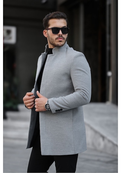 Mero Life Erkek Yeni Sezon Açık Gri Kaşe Kaban Açık Gri