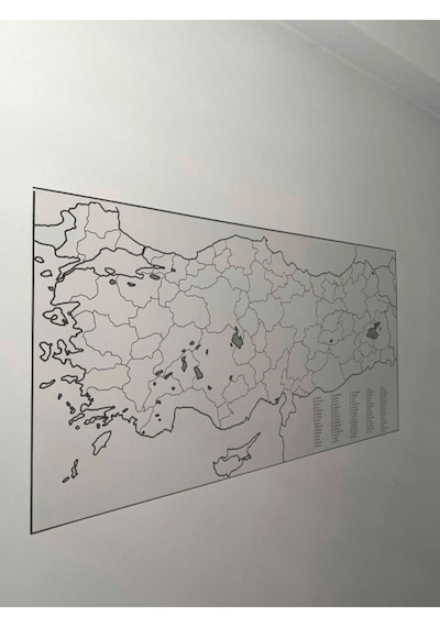 Duvara Kendiliğinden Manyetik Yapışan Yazılıp Silinebilen Türkiye Haritası 110 X 56 Cm Şeffaf