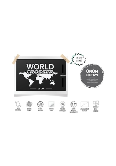 Cse19 Reflektif World Crosser (Dunyayi Gezen) Yazili Etiket
