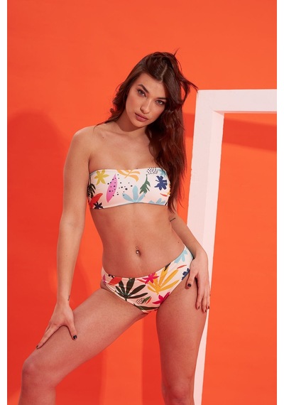 Loya Kadın Renkli Egzotik Desen Straplez Tek Üst Bikini 001