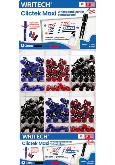 Wrıtech W-0005wb Basmalı Jumbo Tahta Kalemi - 48'li Stand Siyah