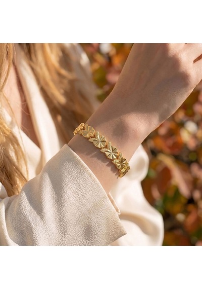 Premium Şık Ve Parlak Amora 24k Gold Kaplama 8 Mm Kadın Bijuteri Bileklik 3183kbv5d9 18cm Altın