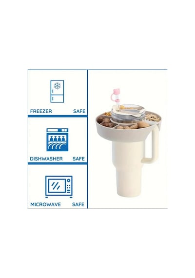 Quencher Pipetli 1.18 Lt Termos 4 Bölmeli Bej Plastik Atıştırmalık Çerez Tabağı Termos