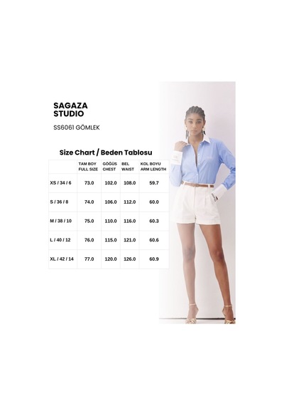Sagaza Studio Ss6061 Kadın Gomlek Mavı-st
