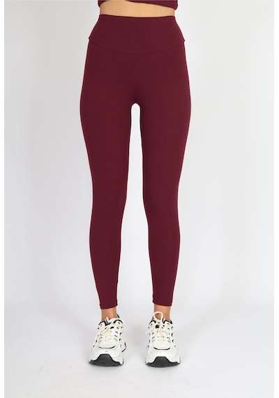 Soft&Basic Kadın 2'li Slım Fit Toparlayıcı Ve Esnek Kumaş Bordo-lacivert Tayt Bordo-lacivert