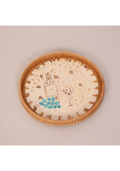 Anita 30 X3 Cm Sedefli Rattan Tepsi & Duvar Dekoru Mix
