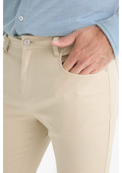 Defacto Slim Fit Dar Kesim Dar Paça Dokulu Pantolon E7959ax25aubg359 Bej