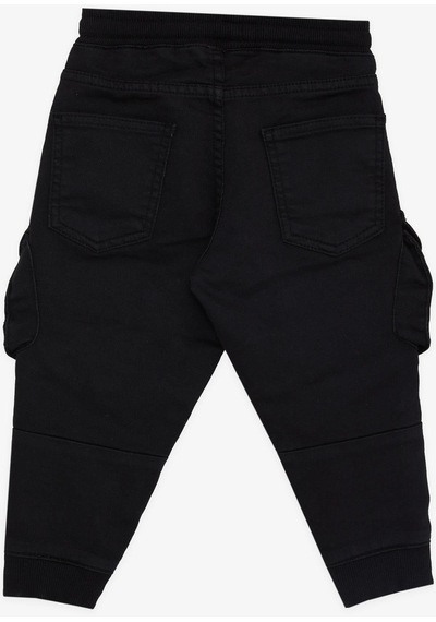 Breeze Girls & Boys Erkek Çocuk Pantolon Kargo Cepli Beli Lastikli 3-7 Yaş, Siyah-siyah Siyah