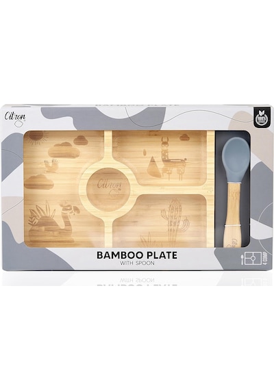Citron Bölmeli Organik Bambu Kare Yemek Takımı 1073568