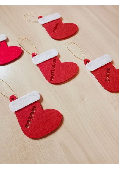 Yılbaşı Keçe Çizme Süs Seti 5 Adet Dilek Temalı Noel Ağaç Süsü