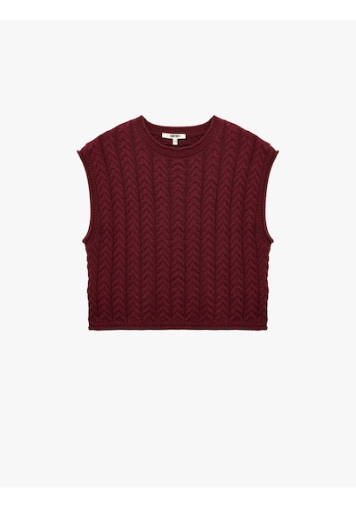 Koton Kolsuz Bisiklet Yaka Saç Örgü Süveter Bordo 6wak20013ht Bordo