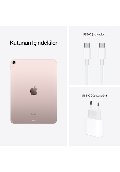 Apple iPad Air 2022 (5. Nesil) Wi-Fi + Cellular MM723TU/A 256 GB 10.9" Tablet Pembe