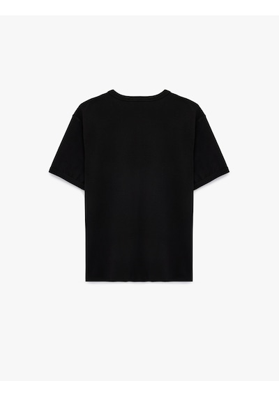 Koton Kısa Kollu Biyeli Pamuklu Tok Kumaş Bisiklet Yaka Slim Fit Tişört Siyah 6sam10278mk