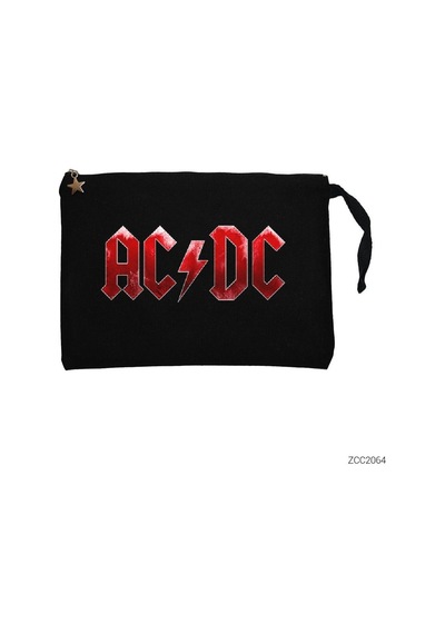 Zepplin Giyim Ac Dc Distort Siyah Clutch Astarlı Cüzdan / El Çantası