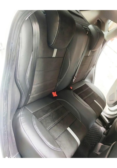 Ford Fiesta 2010 2017 Arası Uyumlu Arka Sırt 2+1 Siyah Taytüyü Siyah Deri Karışımı Beyaz Detay