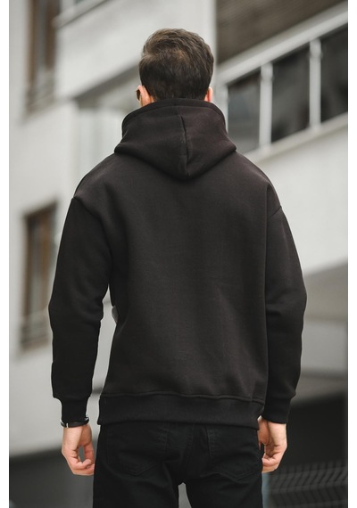 Placide Üç İplik Pamuklu Parçalı Kapüşonlu Erkek Sweatshirt 001