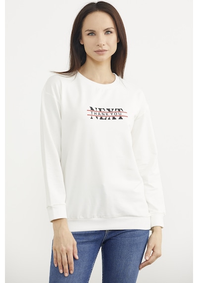 Sıfır Yaka Oversize Sweatshirt - Ekru
