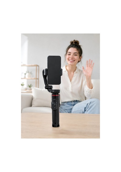 Akıllı Takipli Gimbal Selfie Stick Profesyonel Video Çekim Stabilizatörü Uzayabilir Tripod Bluetooth Düz Renk