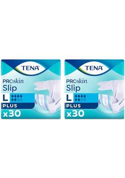 Tena Proskin Slip Plus 6 Damla Belbantlı Hasta Bezi Büyük Boy L 30'Lu x 2 60 Adet