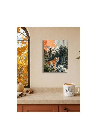 Kaplan Ve Dağ Manzaralı Metal Tablo - Vahşi Doğa Duvar Dekoru, Metal Poster Wall Art Çok Renkli - 923864739 Çok Renkli - 923864739 Çok Renkli