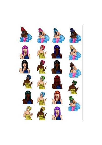 Renkli Kızlar Sticker Set