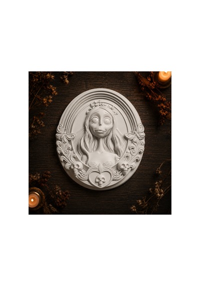 Mistik Gotik Kadın Figürlü Boyanabilir 3d Baskı Rölyef Duvar Süsü 20x23 Cm