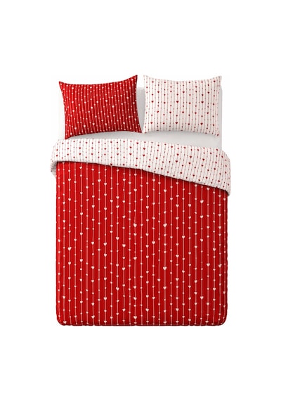 Çift Kişilik Kalp Desenli Nevresim Seti 200 X 220 Cm Sevgililer Günü  Günlük Kullanım Kırmızı-küçük-kalpli