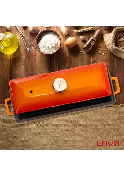 Döküm Ekmek Kabı/terrine, 11x29 Cm, Turuncu Çok Renkli