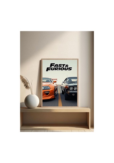 Fast & Furious Doğal Ahşap Çerçeveli Tek Parça Dekoratif Tablo Çok Renkli - 843839600 Çok Renkli