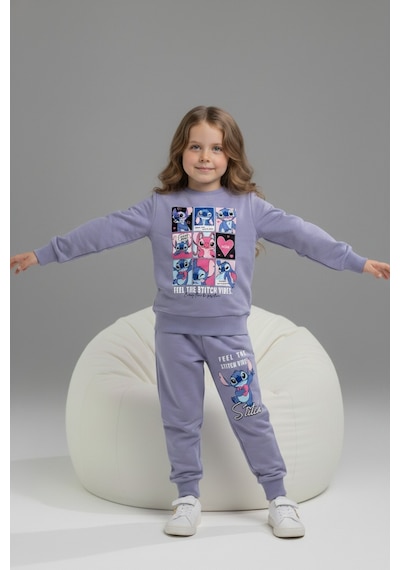 Serenad Kids Stıtch Kareli Penye Kız İkili Takım 3-10 Yaş -je261061275 - Lila