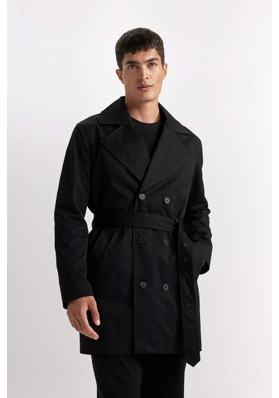 DeFacto Slim Fit Dar Kesim Düğmeli Kemerli Trençkot D5528AX25SPBK27 DeFacto Slim Fit Dar Kesim Düğmeli Kemerli Trençkot D5528AX25SPBK27