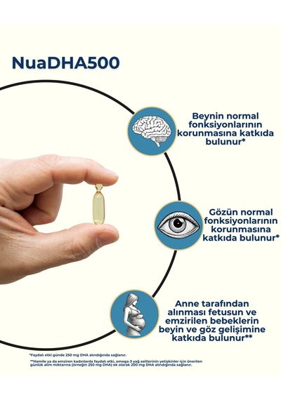 Nua Dha 500 Omega-3 İçeren Takviye Edici Gıda 60 Kapsül ﻿