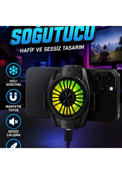 Manyetik Telefon Ve Tablet Soğutucu Fan Hafif Ve Sessiz Mobil Tasarım