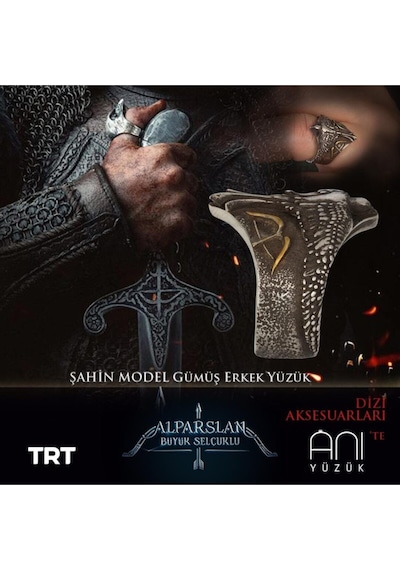 Alparslan Büyük Selçuklu Şahin Model Gümüş Erkek Yüzük