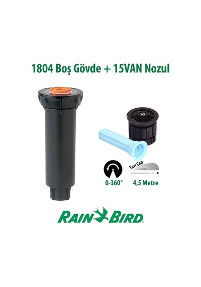 Rain Bird 15van Sprey Nozulu 4,5 Mt. Ve 1804 Profesyonel Sprey Gövde Seti